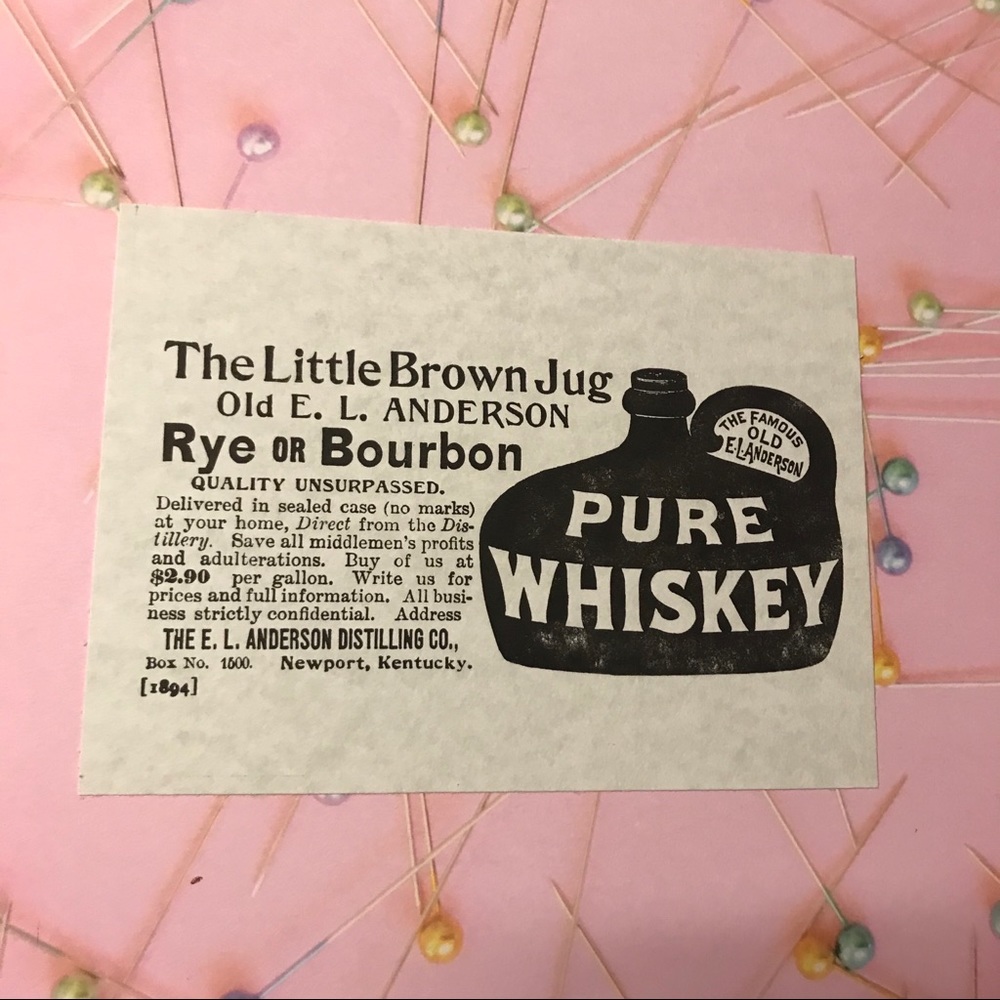 Handmade Letterpress Whiskey Advertisement Print – Vintage Distillery Art (4x6,